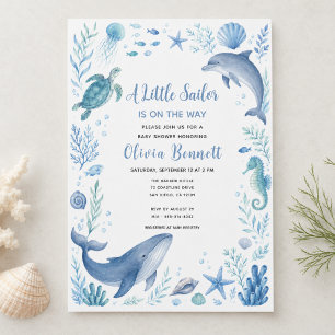 Under the Sea Little Sailor Ocean Baby Shower Invitation