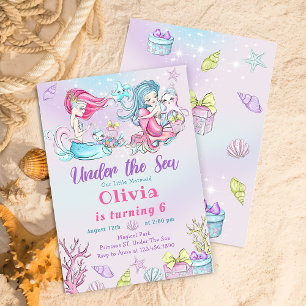 Under The Sea Magic Mermaid Birthday Party Invitation