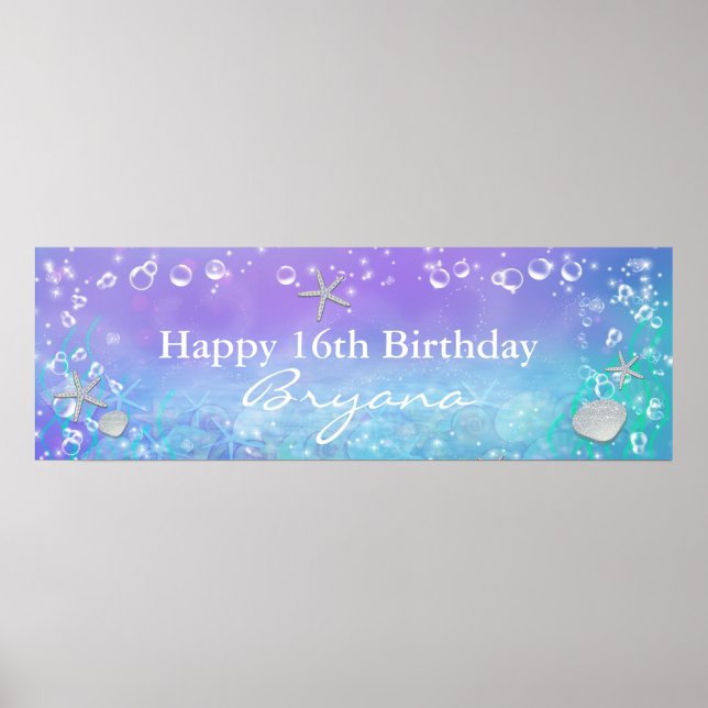 Under the Sea Magical Birthday Party Banner Poster (Front)