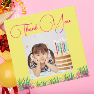  Under The Sea Magical Mermaid Girl Photo Birthday Thank You Card