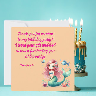  Under The Sea Magical Mermaid Girl Photo Birthday Thank You Card