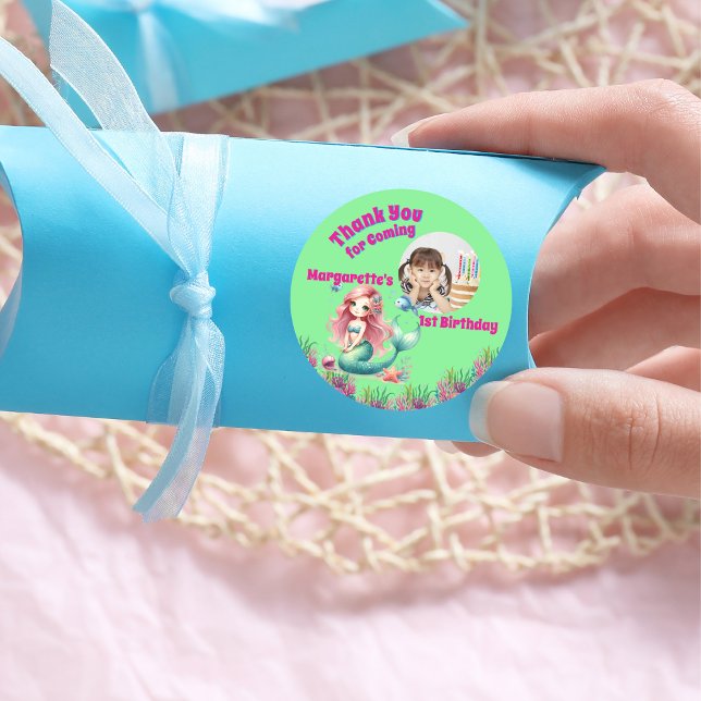 Under The Sea Magical Mermaid Girly Photo  Classic Round Sticker (Creator Uploaded)