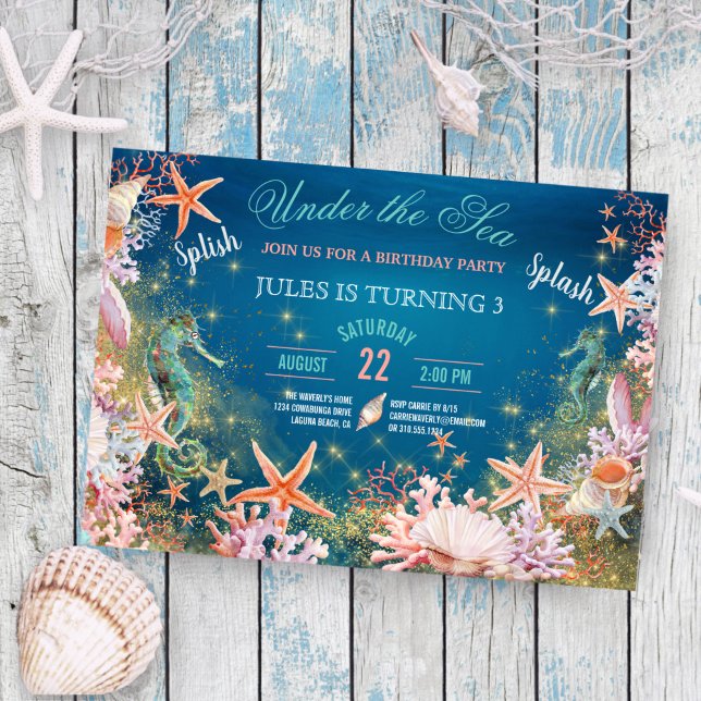 Under The Sea Magical Seahorse Kids Birthday Party Invitation (Creator Uploaded)