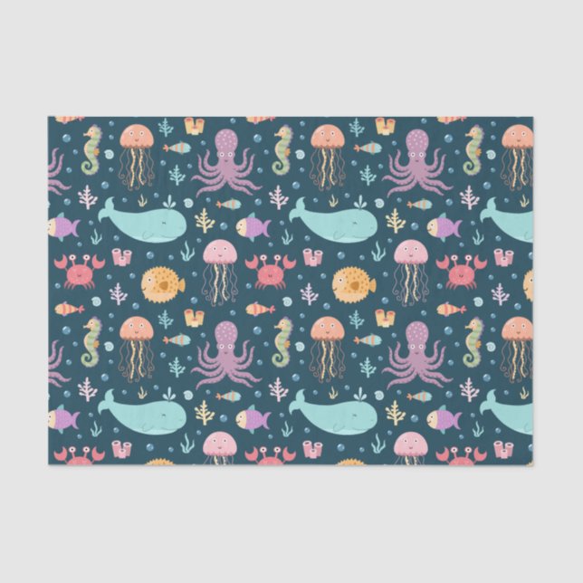 Under the Sea Marine Animals Swimming in the Ocean Tissue Paper (Front)