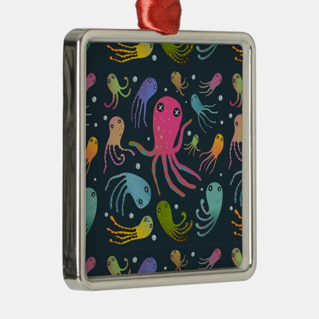Under the Sea Marine Life Cartoon Dark Background Metal Tree Decoration (Right)