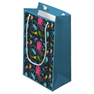 Under the Sea Marine Life Cartoon Dark Background  Small Gift Bag