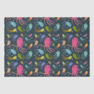 Under the Sea Marine Life Cartoon Dark Background  Tissue Paper
