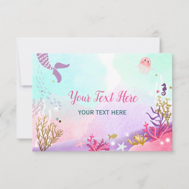 Under the Sea Mermaid Baby Shower Insert Card RSVP (Front)