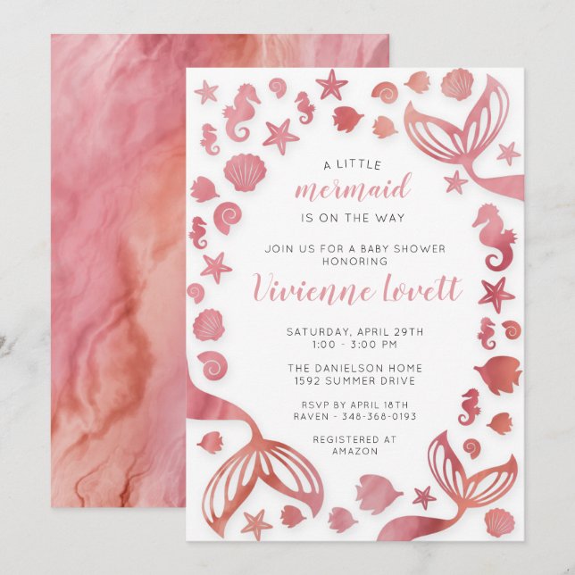 Under the Sea Mermaid Baby Shower Invitation (Front/Back)