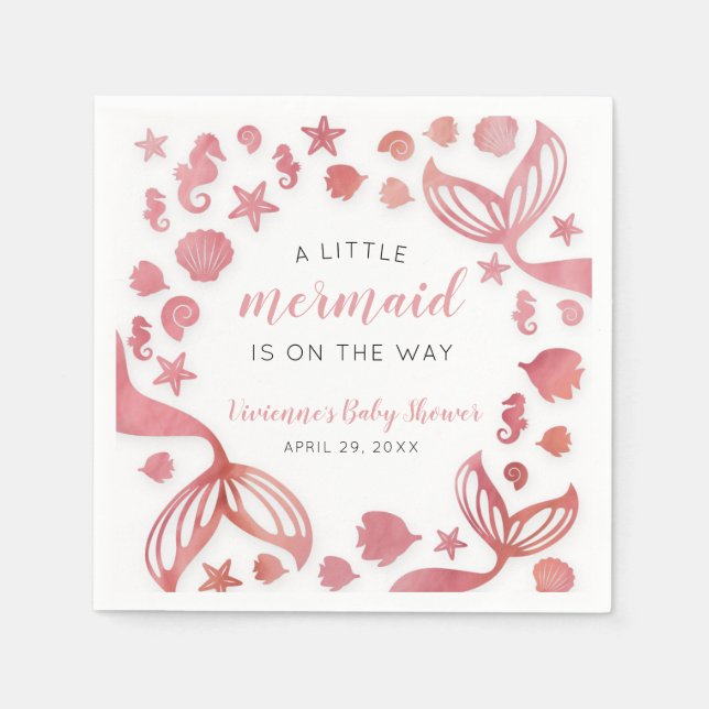 Under the Sea Mermaid Baby Shower Napkin (Front)