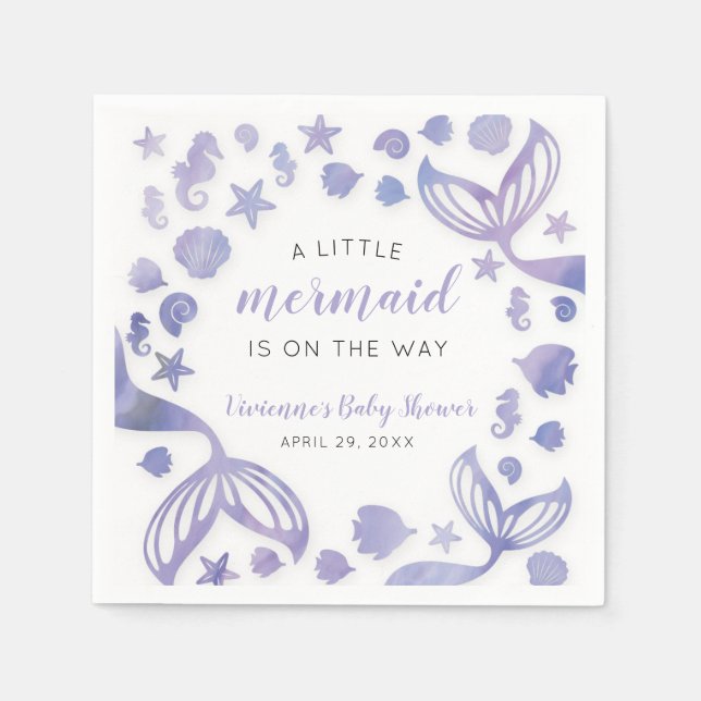 Under the Sea Mermaid Baby Shower Napkin (Front)