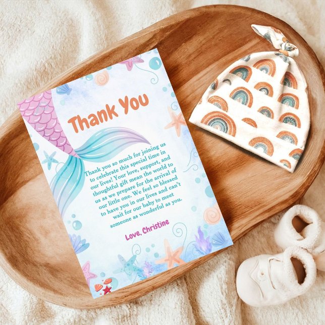 Under the Sea Mermaid Baby shower party Thank You Card (Creator Uploaded)