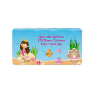 Under the Sea Mermaid Birthday Address Label