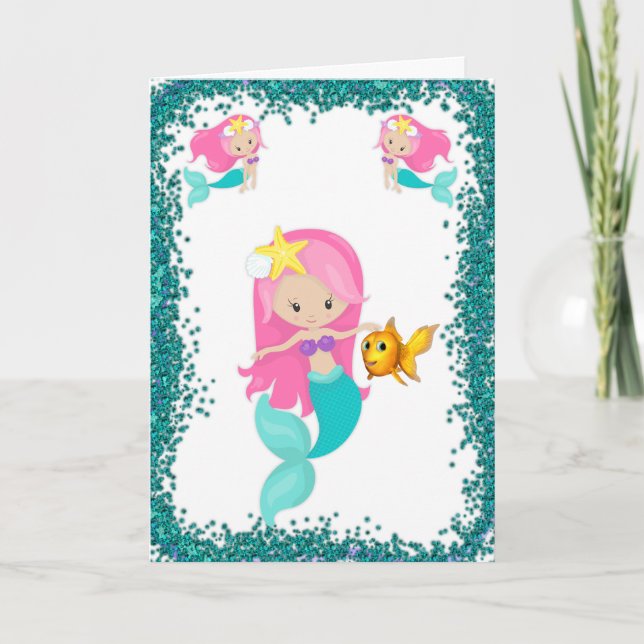 Under the Sea Mermaid Birthday Card (Front)