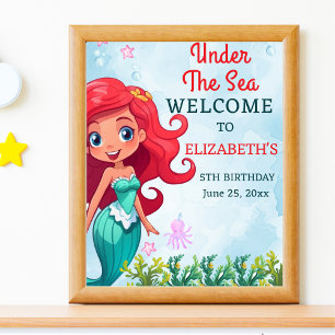 Under the sea Mermaid Birthday Girl Poster