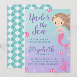"Under the Sea" Mermaid Birthday Invitation
