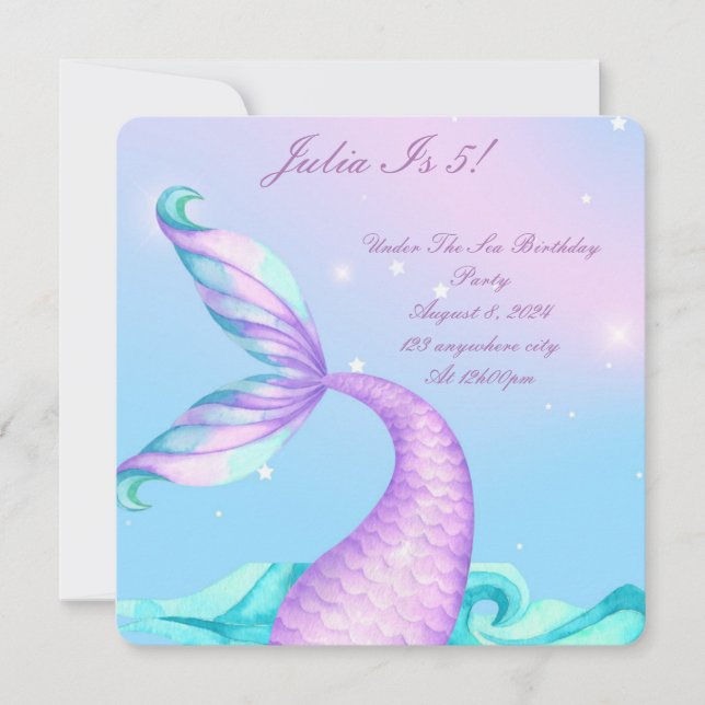 UNDER THE SEA MERMAID BIRTHDAY INVITATION (Front)