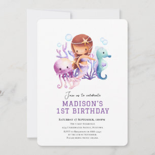 Under the sea Mermaid birthday invitation