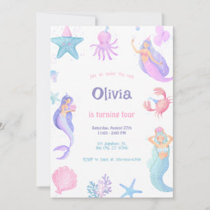Under the Sea Mermaid Birthday  Invitation