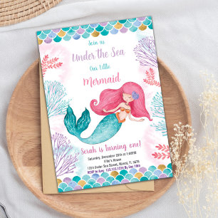 Under the sea Mermaid Birthday Invitation