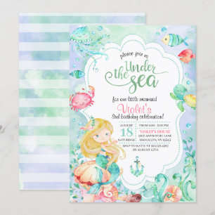 Under The Sea Mermaid Birthday Invitation