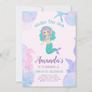 under the sea Mermaid Birthday Invitation