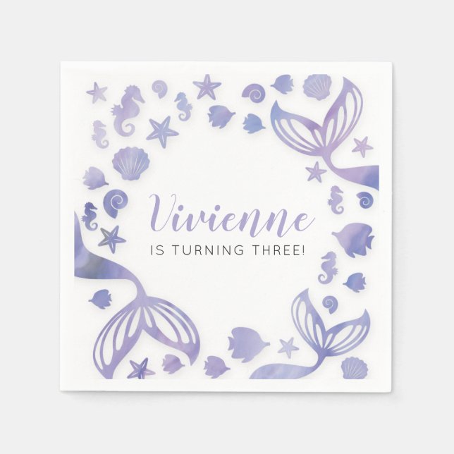 Under the Sea Mermaid Birthday Napkin (Front)