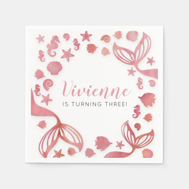 Under the Sea Mermaid Birthday Napkin (Front)