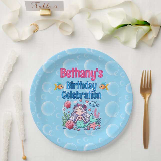 Under The Sea Mermaid Birthday Paper Plate (Wedding)