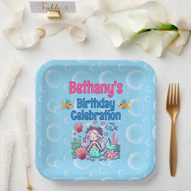 Under The Sea Mermaid Birthday Paper Plate (Wedding)