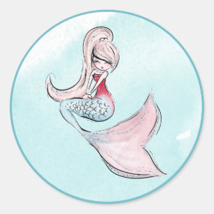 Under the Sea Mermaid Birthday Party Classic Round Sticker