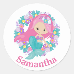 under the sea mermaid birthday party classic round sticker