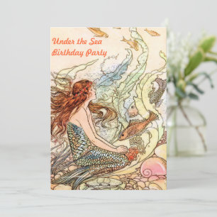 Under the Sea Mermaid Birthday Party Invitation