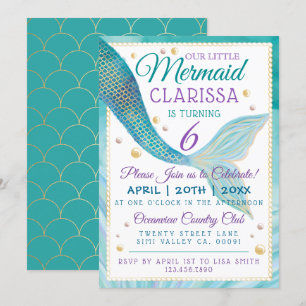 Under The Sea Mermaid Birthday Party Invitation