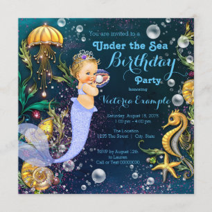 Under The Sea Mermaid Birthday Party Invitation
