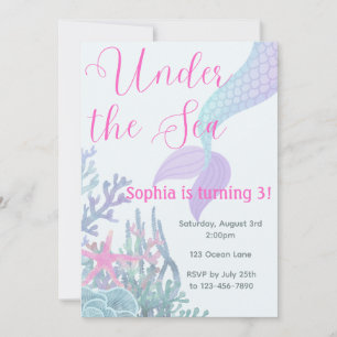 Under the Sea Mermaid Birthday Party Invitation