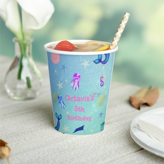 Under The Sea Mermaid Birthday Party Paper Cups (Insitu)