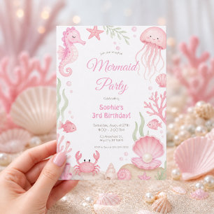 Under the Sea Mermaid Birthday Party Pastel Girl Invitation