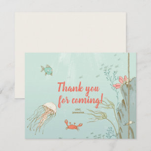 Under the Sea Mermaid Birthday Party Thank you Card