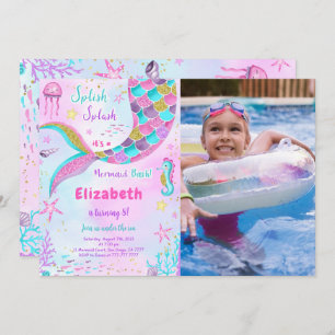 Under The Sea Mermaid Birthday Photo Invitation