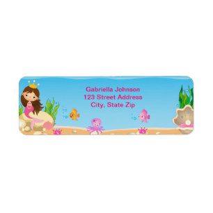 Under the Sea Mermaid Birthday Return Label
