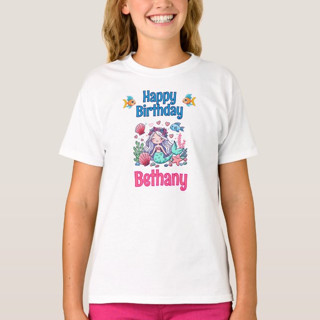 Under The Sea Mermaid Birthday T-Shirt (Front)