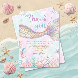 Under the Sea Mermaid Birthday Thank You Card