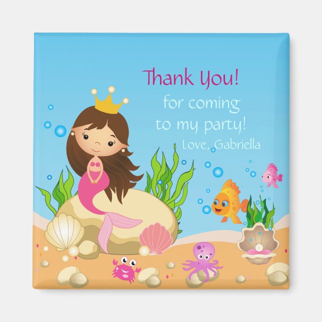 Under the Sea Mermaid Birthday  Thank You Magnet (Front)