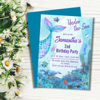 Under the sea mermaid blue & purple 2nd birthday