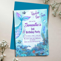 Under the sea mermaid blue & purple 3rd birthday