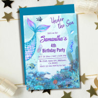 Under the sea mermaid blue & purple 4th birthday
