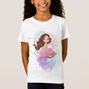 Under the Sea Mermaid (Brunette) in Oyster Shell T-Shirt