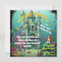 Under the Sea - Mermaid Castle Party Invite