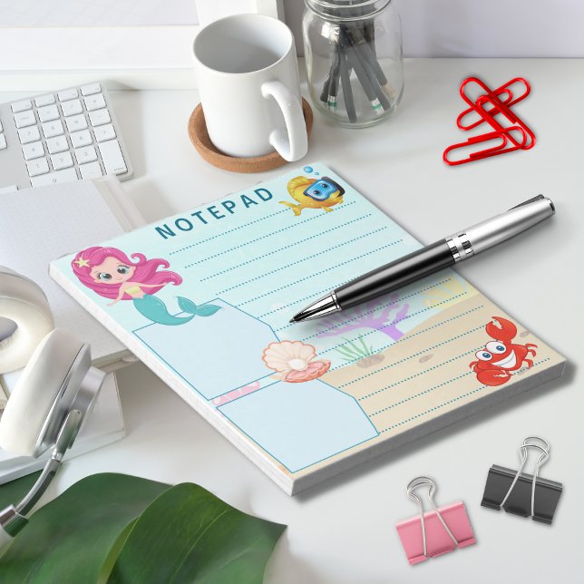 Under the Sea Mermaid Crab Fish Pearl Shell Themed Notepad (Creator Uploaded)